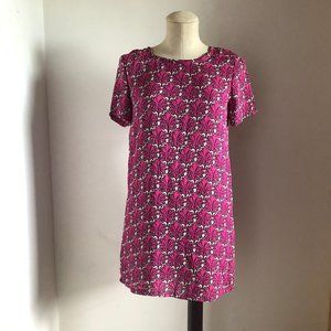 Motif Patterned Pink & Purple Shift Dress